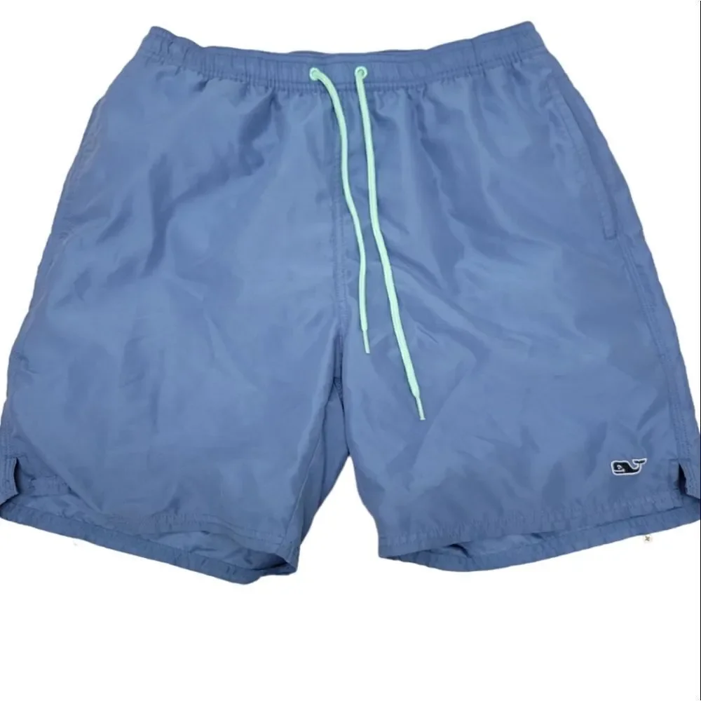 Vineyard Vines Men’s M Swim Shorts Blue Green Chappy Trunks Lined